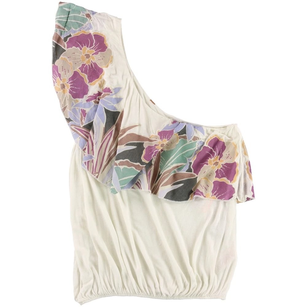 Free People Annka Bubble Blouse Top One Shoulder Floral Printed